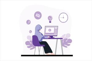 Online Learning Flat Illustration Design vector