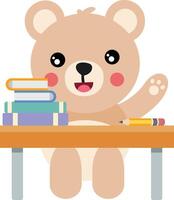 Cute teddy bear student sitting at a table vector