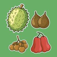 exótico tropical frutas dibujos animados letras vector