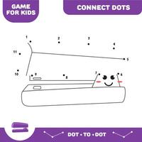 Dot to dot stapler educational game for preschool kids. Activity worksheet. Handwriting practice vector