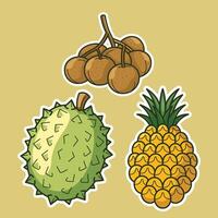 exótico tropical frutas dibujos animados letras vector