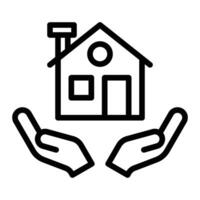 Home and Care Vector Line Icon Design