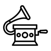 Gramophone Vector Line Icon Design