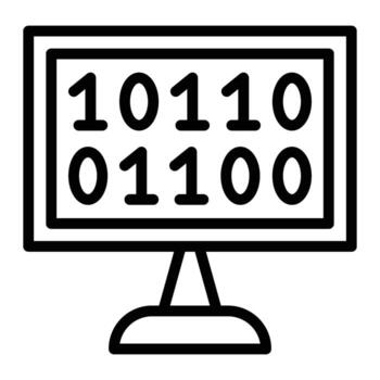 binario código vector línea icono diseño