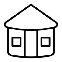 Hut Vector Line Icon Design