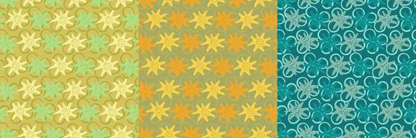 Seamless pattern collection with colorful seashells. Marine childish background. vector