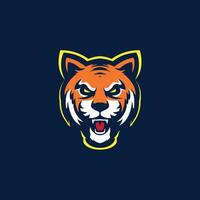 Tiger head open mouth mascot logo vector