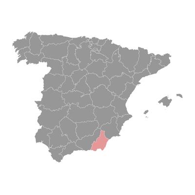 Map of the Province of a Almeria, administrative division of Spain. illustration.