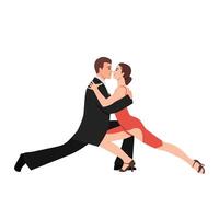 Couple of professional tango dancers in elegant suit and dress pose in a dancing movement. vector