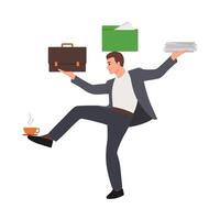 Confidence businessman balance himself on stable weigh metaphor of life. vector