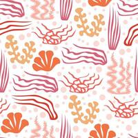 Beautiful seamless tropical pattern with corals, seaweeds. Perfect for wallpapers, web page backgrounds, surface textures, textile. Living coral seamless pattern vector