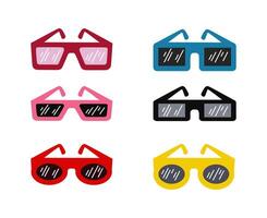 Sunglasses set. Different shapes and colors. Isolated on white background vector