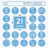 Icon Set Security. related to Technology symbol. blue eyes style. simple design illustration vector