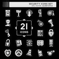 Icon Set Security. related to Technology symbol. glossy style. simple design illustration vector