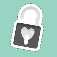 Sticker line cut Padlock. related to Security symbol. simple design illustration vector