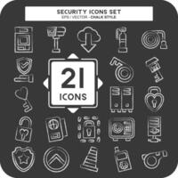 icono conjunto seguridad. relacionado a tecnología símbolo. tiza estilo. sencillo diseño ilustración vector