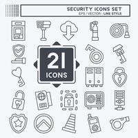 Icon Set Security. related to Technology symbol. line style. simple design illustration vector