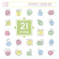 Icon Set Security. related to Technology symbol. Color Spot Style. simple design illustration vector