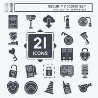 icono conjunto seguridad. relacionado a tecnología símbolo. glifo estilo. sencillo diseño ilustración vector