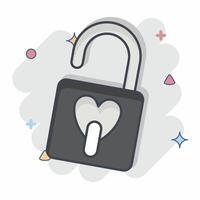 Icon Padlock. related to Security symbol. comic style. simple design illustration vector