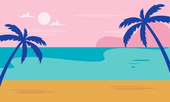 Summer beach vacation scene illustration vector