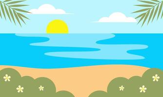 verano playa vacaciones escena ilustración vector