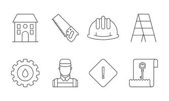 Outline web icons set building, construction and home repair tools vector