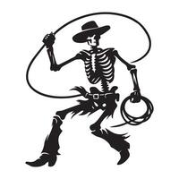 Cowboy skeleton with a lasso illustration on a white background vector