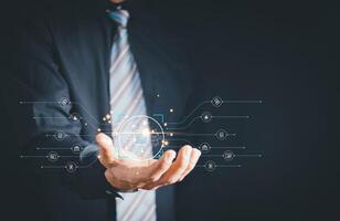AI, Artificial Intelligence, technology smart robot AI, artificial intelligence by enter command prompt for generates something, Futuristic technology transformation, Chatbot, assistant, secretary. photo