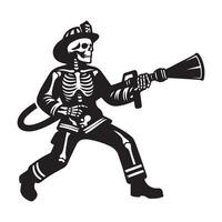 Skeleton silhouette - Firefighter skeleton with a hose illustration vector