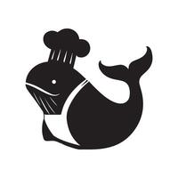 Whale silhouette - Chef whale illustration vector