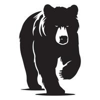 A Bear walking toward silhouette on a white background vector