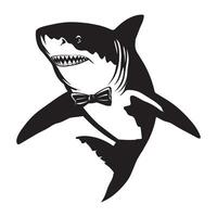 Shark wearing a bowtie illustration vector