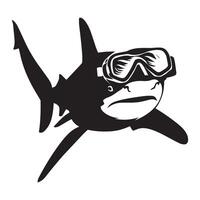 Scuba diving shark illustration on a white background vector