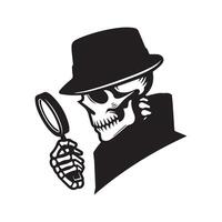 esqueleto logo - detective esqueleto ilustración en un blanco antecedentes vector