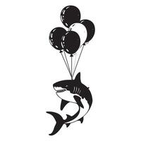 Shark with a balloons illustration vector