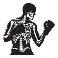 esqueleto logo - Boxer esqueleto en un luchando postura ilustración en un blanco antecedentes vector