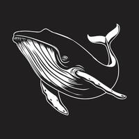 Whale Logo - crown whale illustration in black and white vector