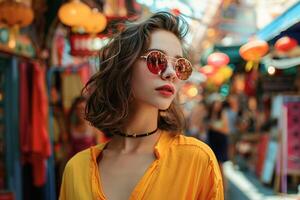 Girl wearing sunglasses photo