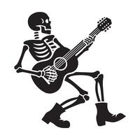 ilustración de esqueleto jugando un guitarra vector