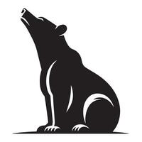 A bear sniffs the air in sitting silhouette on a white background vector