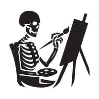 Skeleton silhouette - Artist skeleton painting on a canvas illustration vector