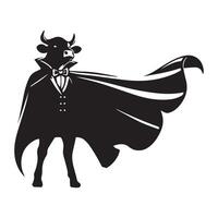 Vampire cow in a cape silhouette on a white background vector