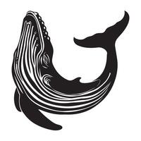 illustration of a Yoga whale in pose in black and white vector