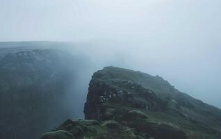 Gloomy Landscape with mist photo