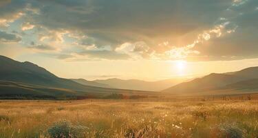 Sunlit landscape background photo