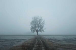 melancólico paisaje con niebla foto