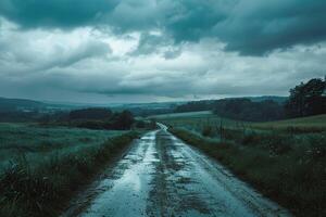 Gloomy Landscape with mist photo