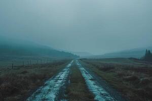 Gloomy Landscape with mist photo