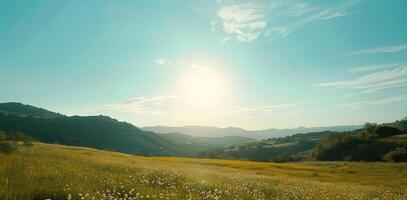 Sunlit landscape background photo